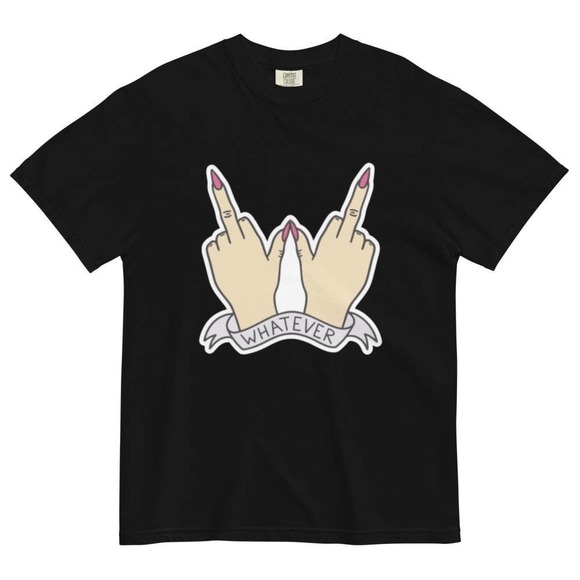 Handmade Custom Light Skin Tone WHATEVER Funny Joke Short Sleeve T-Shirt - Picture 2 of 9